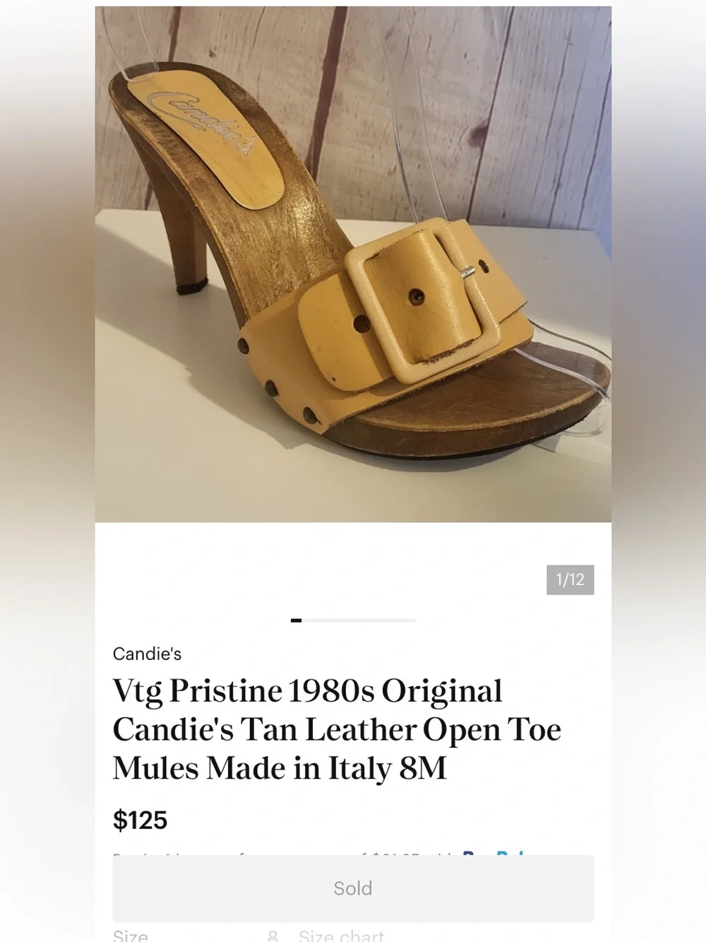 Vintage Candie’s Throwback Leather Studded Platform Heeled Sandals Womens 9 Tan